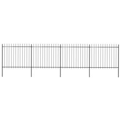 Cl&ocirc;ture de jardin avec dessus en forme de lance en acier 714,5 x 150 cm Noir