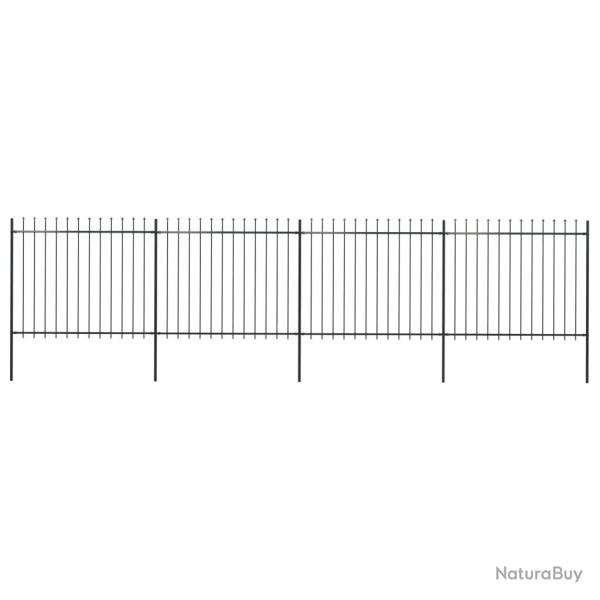 Cl�ture de jardin avec dessus en forme de lance en acier 714,5 x 150 cm Noir