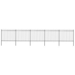 Cl&ocirc;ture de jardin avec dessus en forme de lance en acier 892,5 x 150 cm Noir
