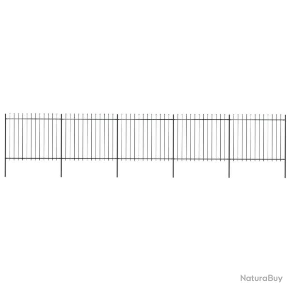 Cl�ture de jardin avec dessus en forme de lance en acier 892,5 x 150 cm Noir