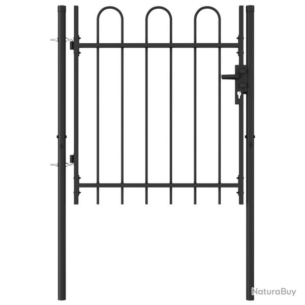 Portillon simple porte avec dessus arqu� Acier 1x1 m Noir alsavelo