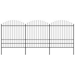 Cl&ocirc;ture de jardin &agrave; dessus en lance Acier (1,75-2)x5,1 m Noir