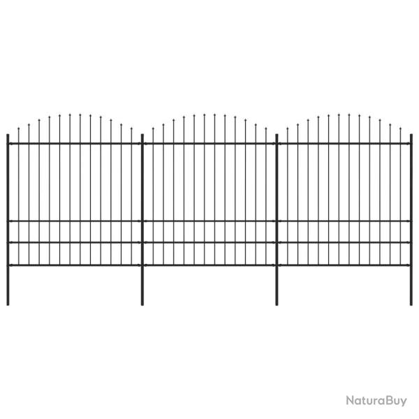 Cl�ture de jardin � dessus en lance Acier (1,75-2)x5,1 m Noir