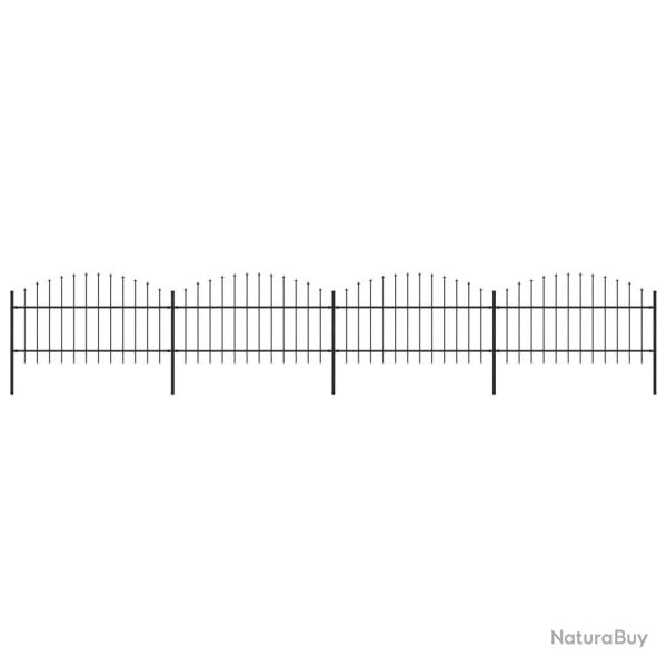 Cl�ture de jardin � dessus en lance Acier (1-1,25)x6,8 m Noir alsavelo