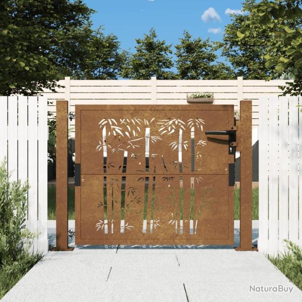 Portail de jardin 105x105 cm acier corten design de bambou alsavelo