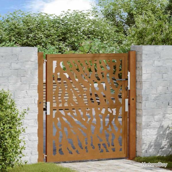 Portail de jardin 100x100 cm en acier patin� avec motif de traces