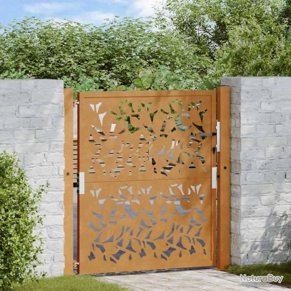 Portail de jardin 100x100 cm en acier patin� avec motif feuille