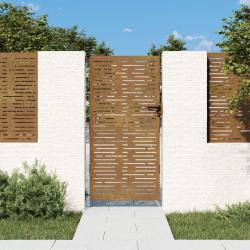 Portail de jardin 85x200 cm acier corten conception de carr&eacute;