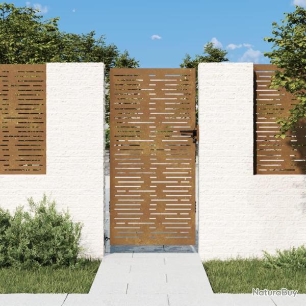 Portail de jardin 85x200 cm acier corten conception de carr�