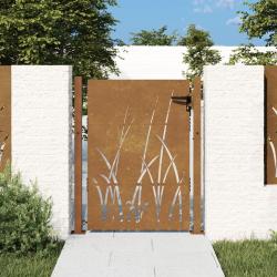 Portail de jardin 100x125 cm en acier Corten avec motif gazon