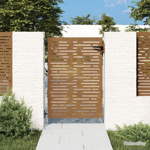 Portail de jardin 85x125 cm acier corten conception de carr� alsavelo
