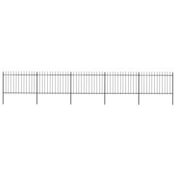 Cl&ocirc;ture de jardin avec dessus en forme de lance en acier 892,5 x 120 cm Noir