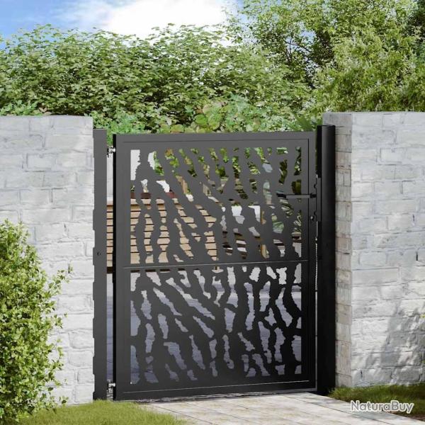 Portail de jardin noir 100x100 cm en acier avec motif de traces