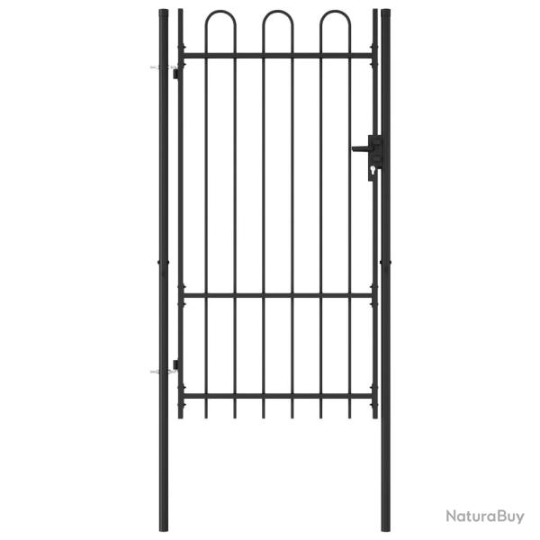 Portail de cl�ture Boxtel � porte simple avec arc en haut, acier 1 x 1,75 m, noir