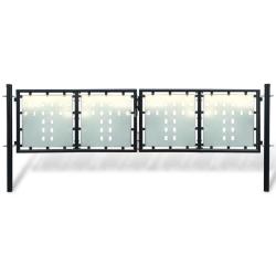 Portail de cl&ocirc;ture noir &agrave; une porte 300x100 cm