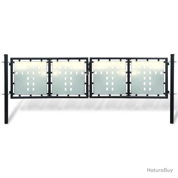 Portail de cl�ture noir � une porte 300x100 cm