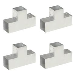 Connecteurs de poteau 4pcs Forme en T M&eacute;tal galvanis&eacute; 101x101mm