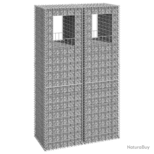 Poteaux  panier de gabion 2 pcs 50x50x180 cm Fer alsavelo