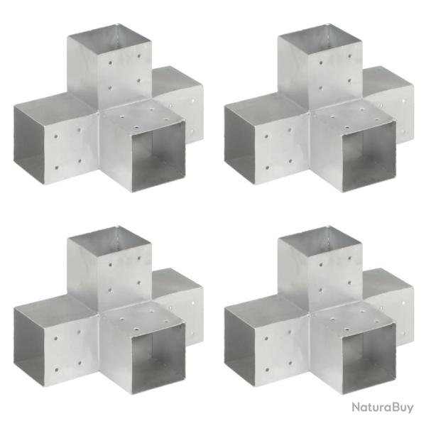 Connecteurs de poteau 4pcs Forme en X Mtal galvanis 101x101mm alsavelo