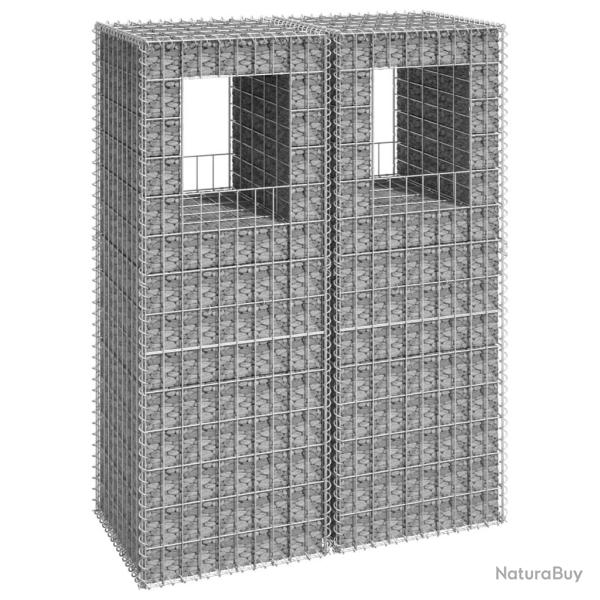 Poteaux � panier de gabion 2 pcs 50x50x140 cm Fer
