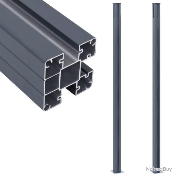 Poteaux de cl�ture 2 pcs Gris fonc� 185 cm Aluminium
