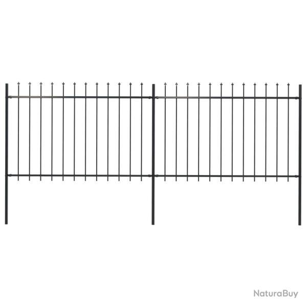 Cl�ture de jardin avec dessus en lance Acier 3,4x1,2 m Noir