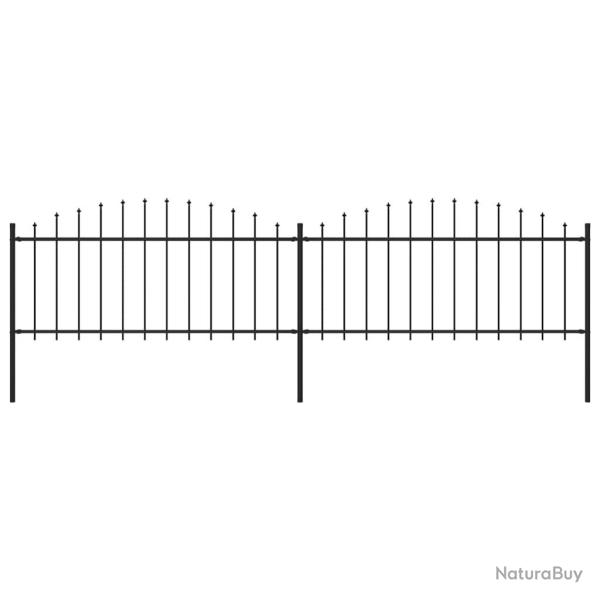 Cl�ture de jardin � dessus en lance Acier (0,5-0,75)x3,4 m Noir