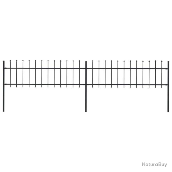 Cl�ture de jardin avec dessus en forme de lance en acier 359 x 60 cm Noir