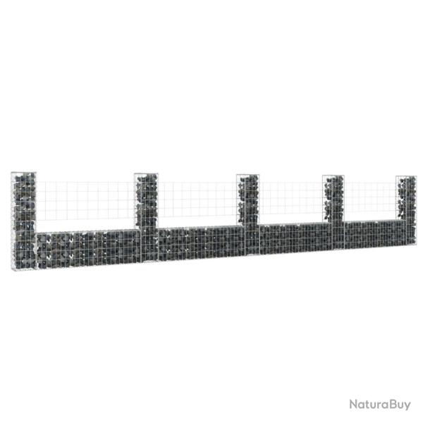 Panier de gabion en forme de U avec 5 poteaux Fer 500x20x100 cm alsavelo