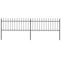 Cl&ocirc;ture de jardin avec dessus en forme de lance en acier 359 x 80 cm Noir