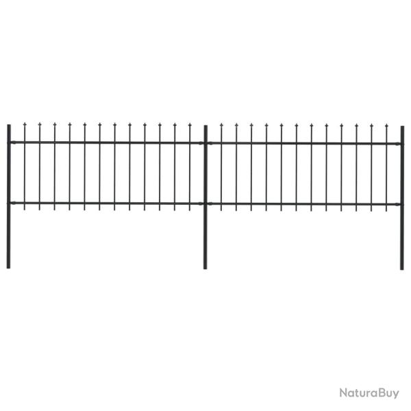 Cl�ture de jardin avec dessus en forme de lance en acier 359 x 80 cm Noir