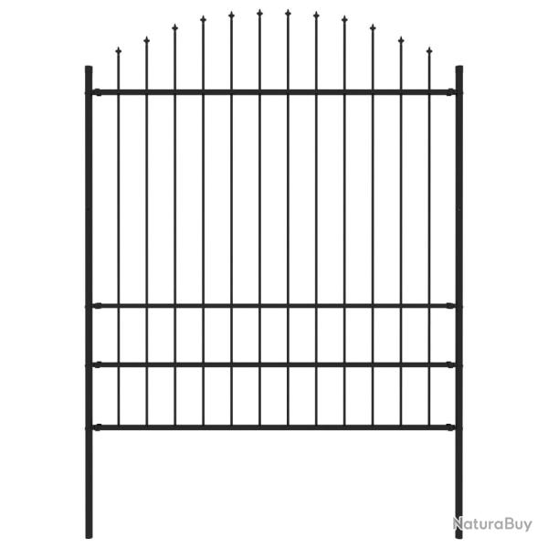 Cl�ture de jardin avec dessus en lance Acier 1,7 m Noir