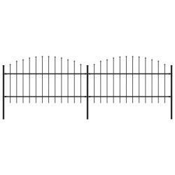 Cl&ocirc;ture de jardin avec dessus en forme de lance en acier 359 x 125 cm Noir