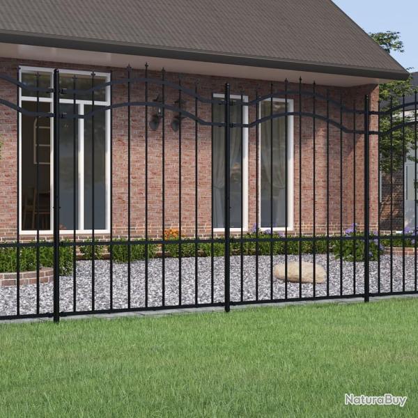 Cl�ture de jardin avec sommet de lance Noir 190 cm alsavelo