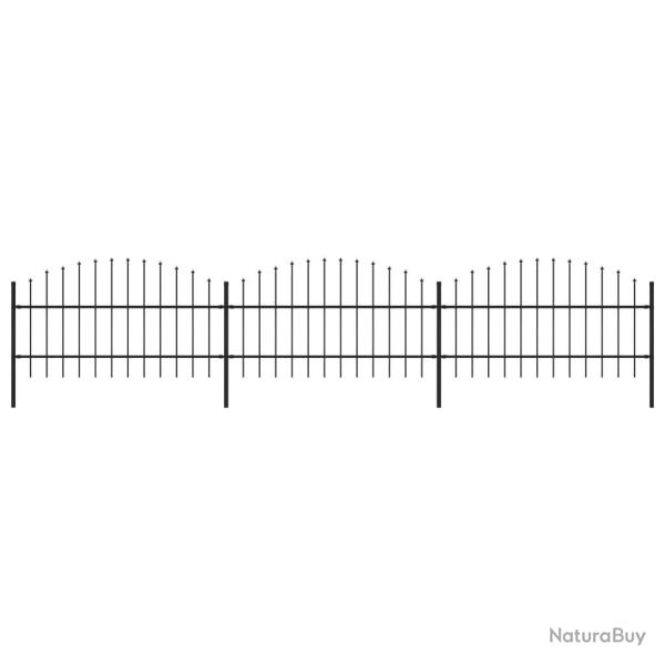 Cl�ture de jardin � dessus en lance Acier (0,75-1)x5,1 m Noir alsavelo