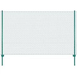 Cl&ocirc;ture en grillage m&eacute;tallique avec poteaux Acier 25x2 m Vert