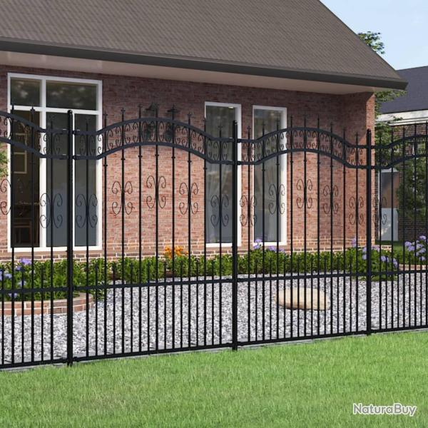 Cl�ture de jardin Kampen avec pointe en forme de lance, acier noir 240�x�150�cm