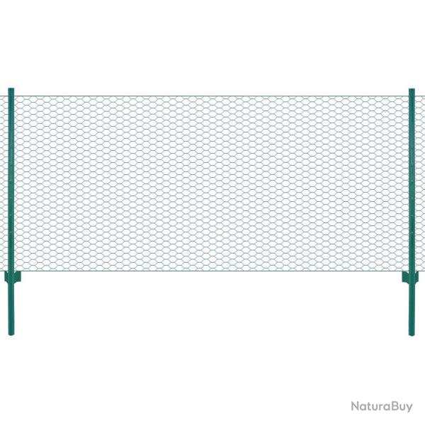 Cl�ture en grillage m�tallique avec poteaux Acier 25x0,75m Vert