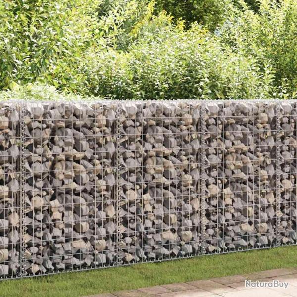 Mur en gabion avec couvercles Acier galvanis 50x20x100 cm alsavelo