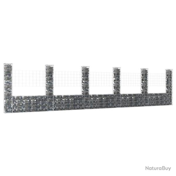 Panier de gabion en forme de U avec 6 poteaux Fer 620x20x150 cm alsavelo