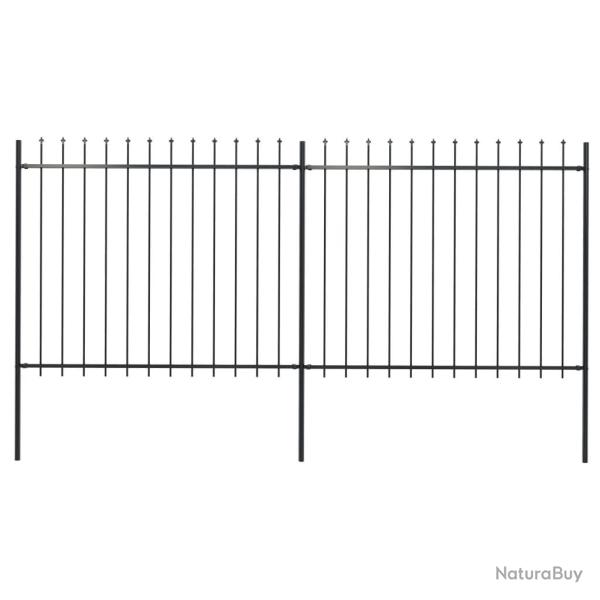 Cl�ture de jardin avec dessus en forme de lance en acier 359 x 150 cm Noir