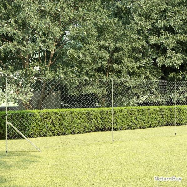 Cl�ture � mailles avec poteaux Acier galvanis� 15x1,5 m Argent�