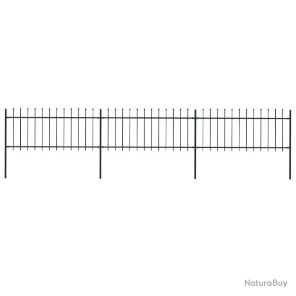 Cl�ture de jardin avec dessus en forme de lance en acier 537 x 80 cm Noir