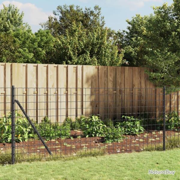 Cl�ture en treillis m�tallique et ancrage anthracite 1x25 m