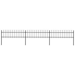 Cl&ocirc;ture de jardin avec dessus en forme de lance en acier 537 x 60 cm Noir