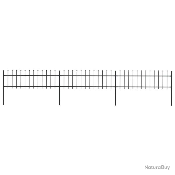 Cl�ture de jardin avec dessus en forme de lance en acier 537 x 60 cm Noir