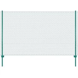 Cl&ocirc;ture en grillage m&eacute;tallique avec poteaux Acier 25x1,5m Vert