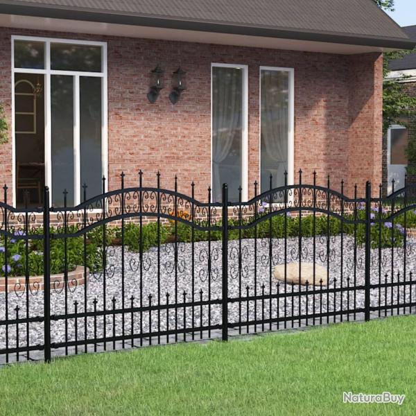 Cl�ture de jardin Kampen avec pointe en forme de lance, acier noir 240�x�100�cm