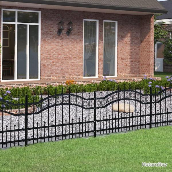 Cl�ture de jardin Kampen avec pointe en forme de lance, noire, 240�x�75�cm, acier