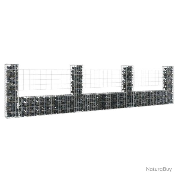 Panier de gabion en forme de U avec 4 poteaux Fer 380x20x100 cm alsavelo